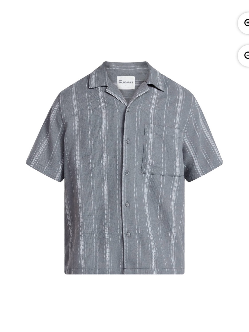 No Boundaries light Gray Short-Sleeve Button-Up Camp Shirt texturized Size XL